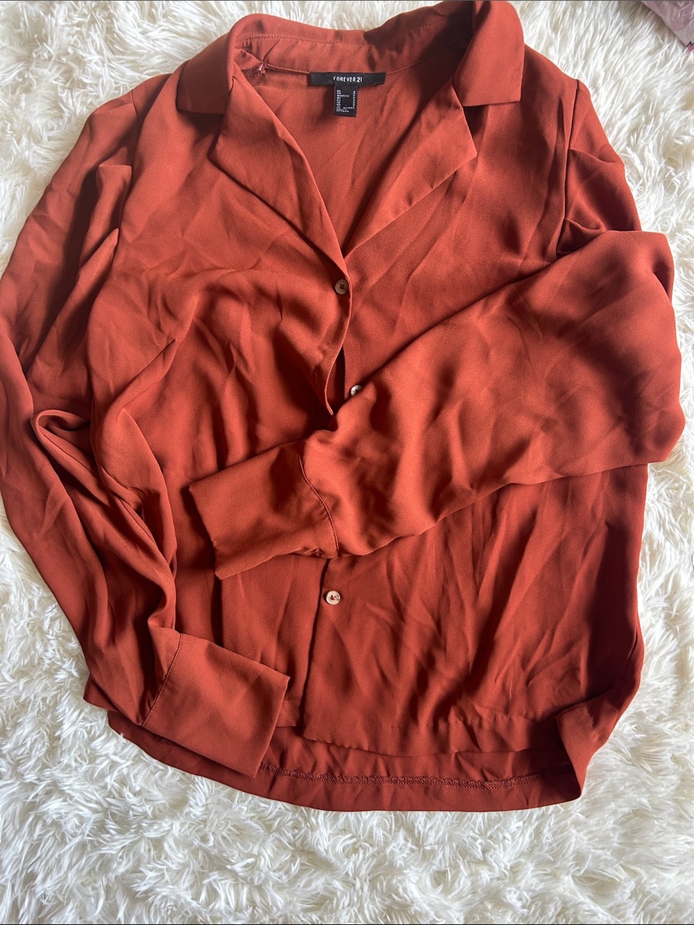 Forever 21 Burnt Orange Button-Down Collared Blouse